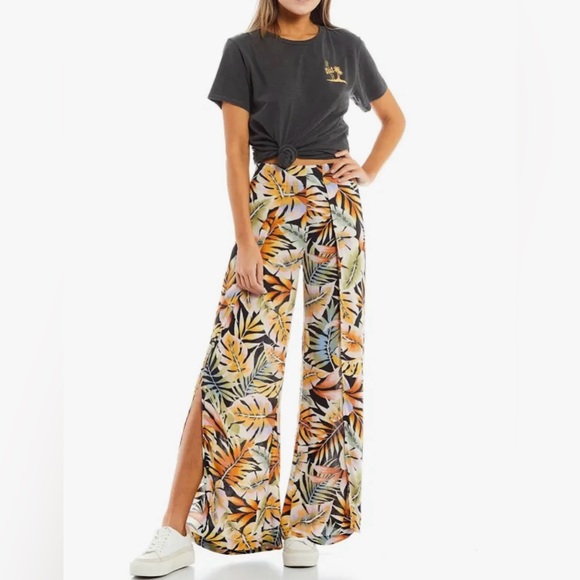 Billabong Pants - Billabong Tropical Print Wide-Leg Pants